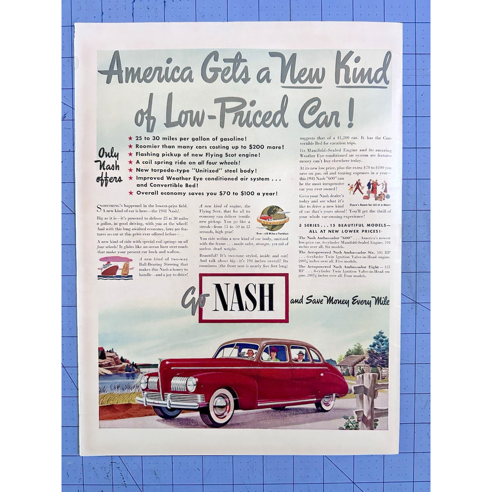 1941 Nash Economy Automobile Vintage Print Ad